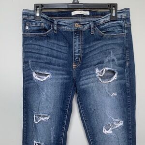 KanCan Women's Ripped Dark Blue Skinny Jeans